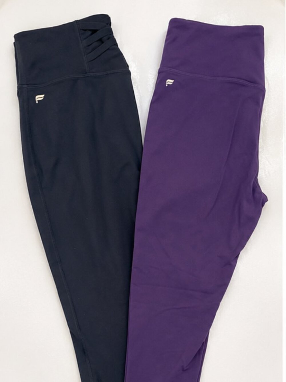Fabletics High-Waisted Leggings Bundle | Black & Purple | 30" Waist | 2 Pairs